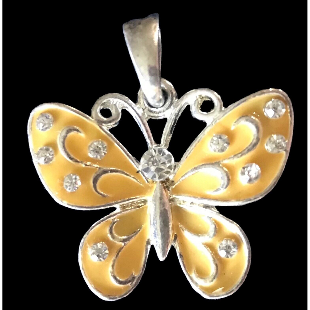 Yellow Butterfly Enamel Rhinestone Charm/Pendant
